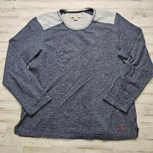 TOMMY BAHAMA Fleece Lined Crew Neck Lounge Sweatshirt Navy Gray Comfort XL
